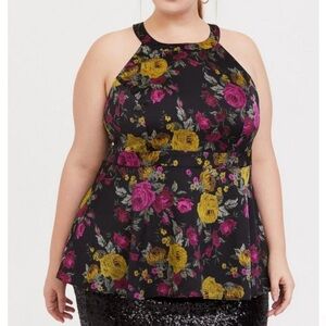 Torrid Georgette Goddess Neck Tank Top Floral Print Women’s Plus Size 5 Zip